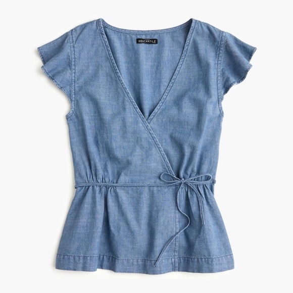 Bundle of 4 J. Crew Flutter Sleeve Wrap Peplum Tops - Picture 11 of 16